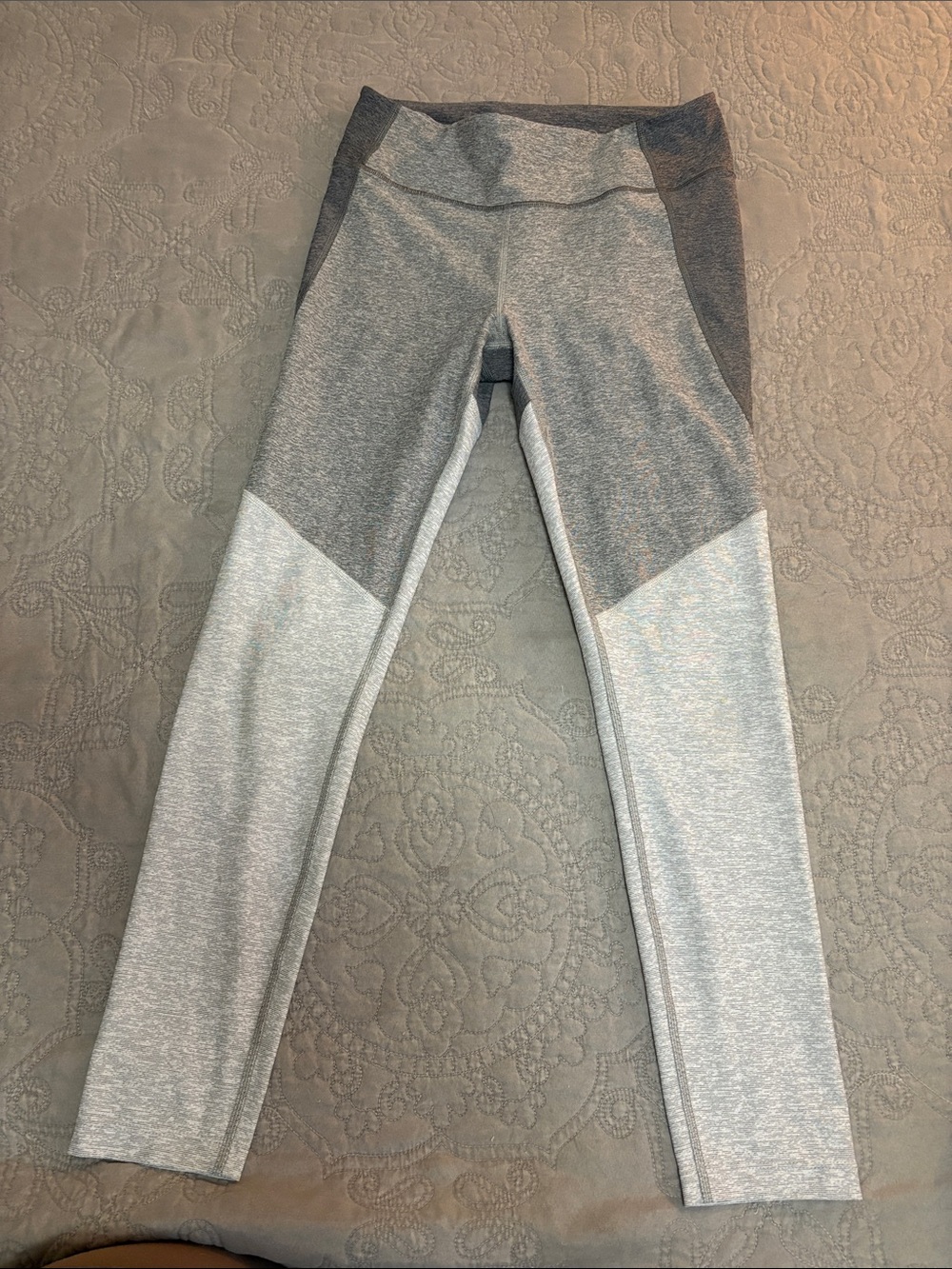 Outdoor Voices Gray Colorblock Active Leggings - Lightweight Stretch